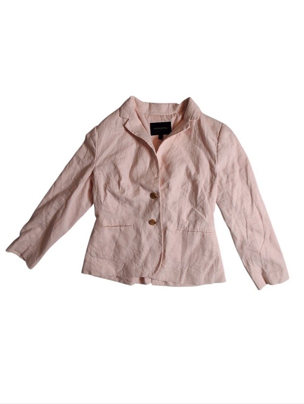 Banana Republic Light Pink Linen Cotton Blazer Women Size 6 Shoulder Pads